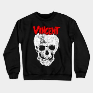 Vincent Skull Death Punk Horror Rock (Red/White) Crewneck Sweatshirt